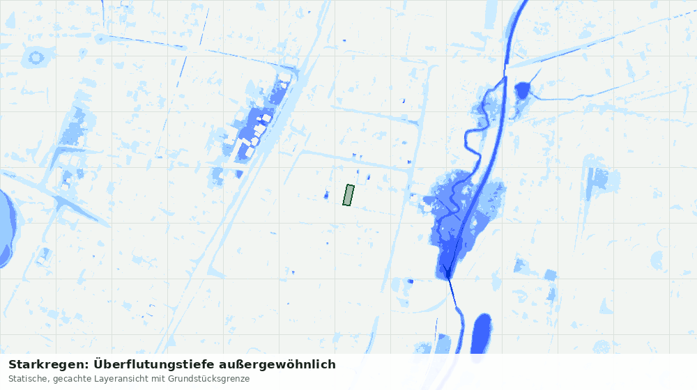 Statische Kartenansicht: Starkregen: Überflutungstiefe außergewöhnlich