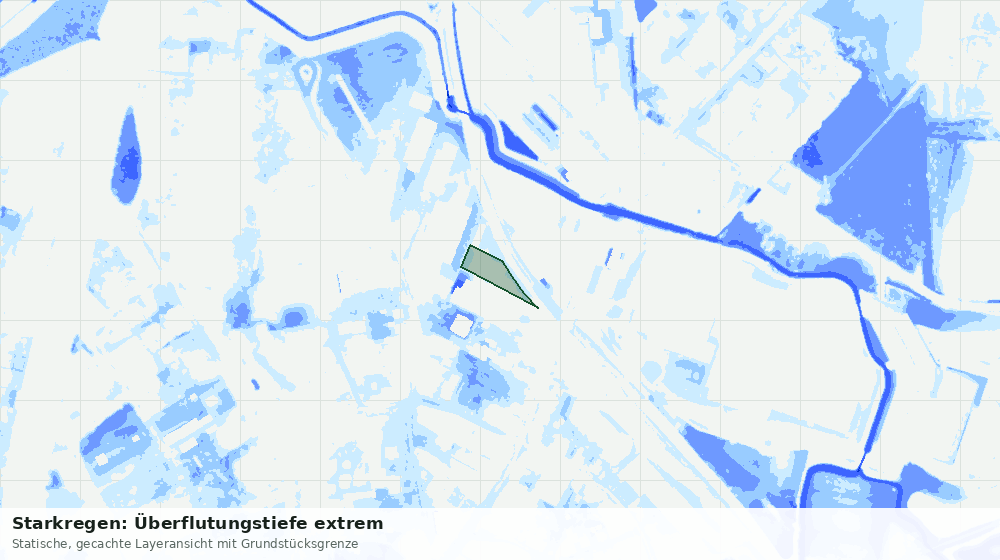 Statische Kartenansicht: Starkregen: Überflutungstiefe extrem
