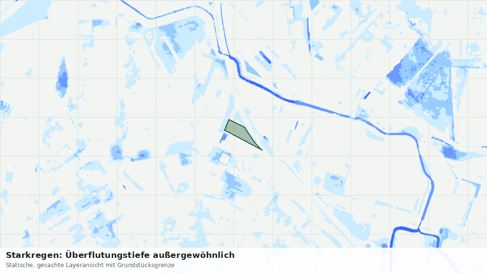 Statische Kartenansicht: Starkregen: Überflutungstiefe außergewöhnlich