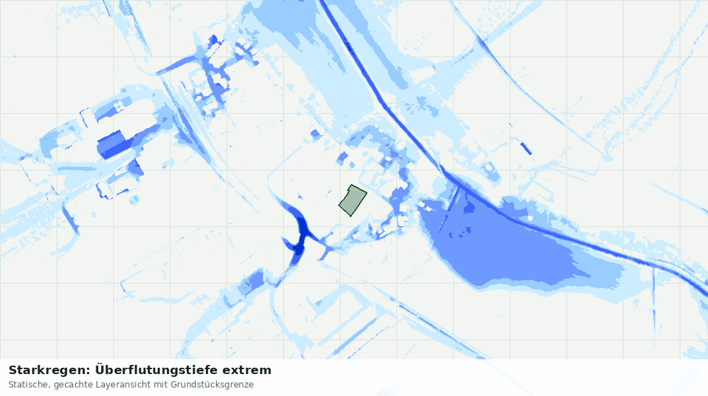 Statische Kartenansicht: Starkregen: Überflutungstiefe extrem