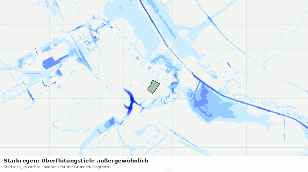 Statische Kartenansicht: Starkregen: Überflutungstiefe außergewöhnlich