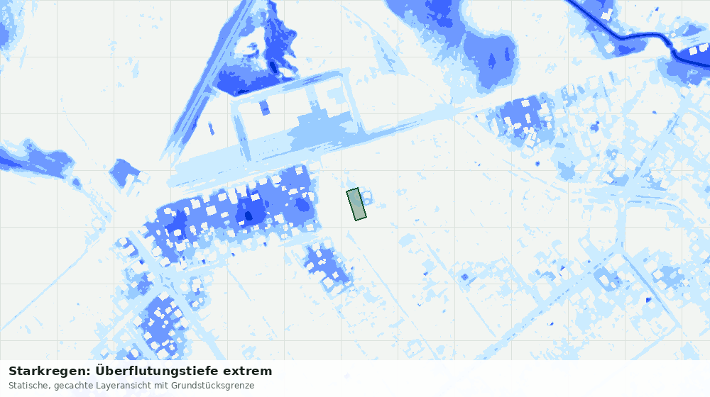 Statische Kartenansicht: Starkregen: Überflutungstiefe extrem