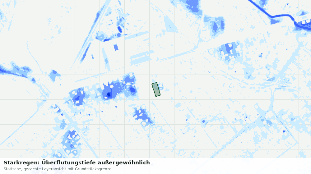 Statische Kartenansicht: Starkregen: Überflutungstiefe außergewöhnlich