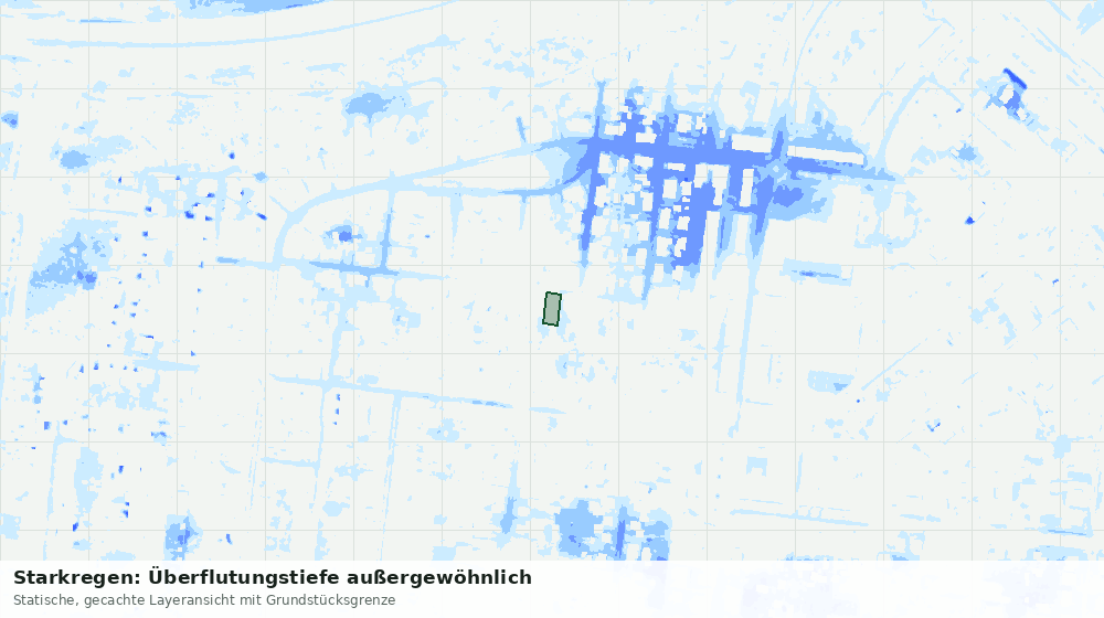 Statische Kartenansicht: Starkregen: Überflutungstiefe außergewöhnlich