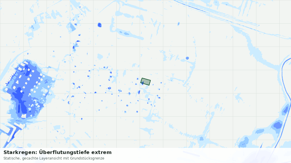 Statische Kartenansicht: Starkregen: Überflutungstiefe extrem