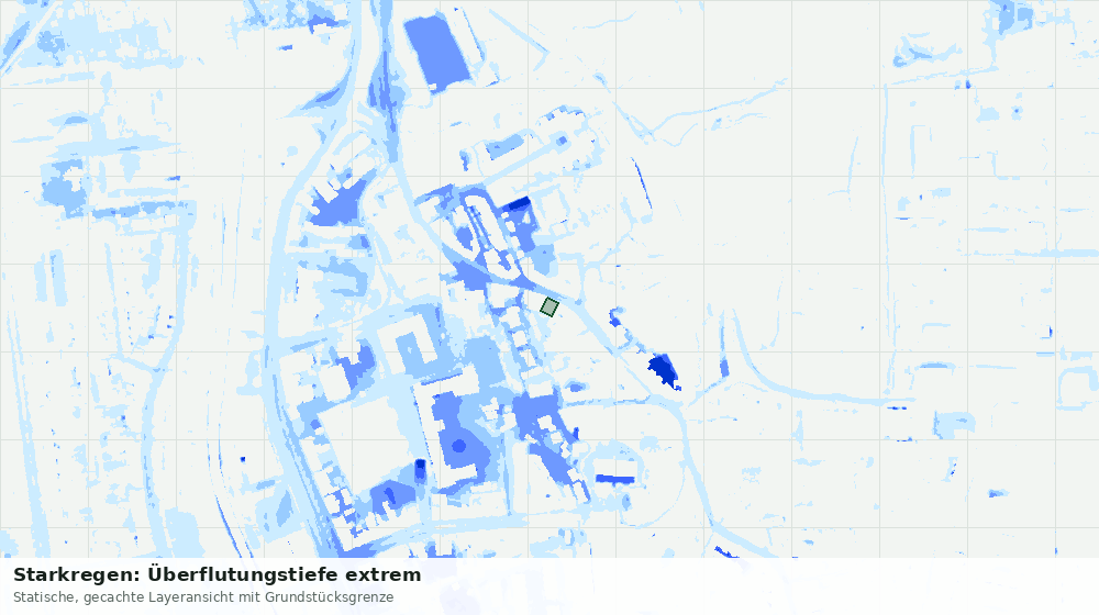 Statische Kartenansicht: Starkregen: Überflutungstiefe extrem