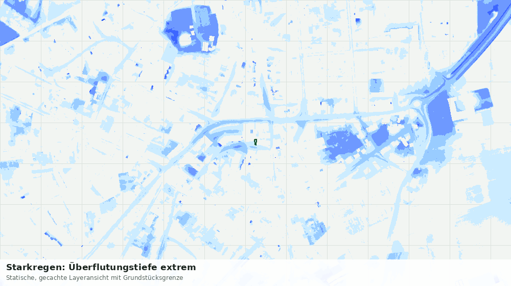 Statische Kartenansicht: Starkregen: Überflutungstiefe extrem