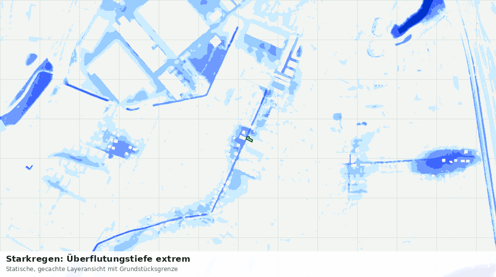 Statische Kartenansicht: Starkregen: Überflutungstiefe extrem