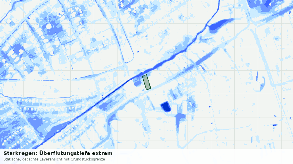 Statische Kartenansicht: Starkregen: Überflutungstiefe extrem