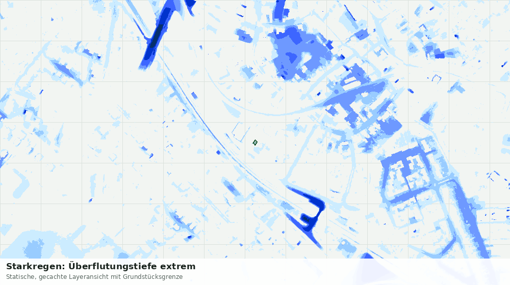 Statische Kartenansicht: Starkregen: Überflutungstiefe extrem
