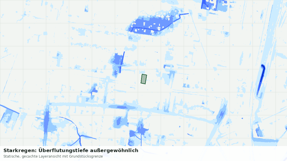 Statische Kartenansicht: Starkregen: Überflutungstiefe außergewöhnlich