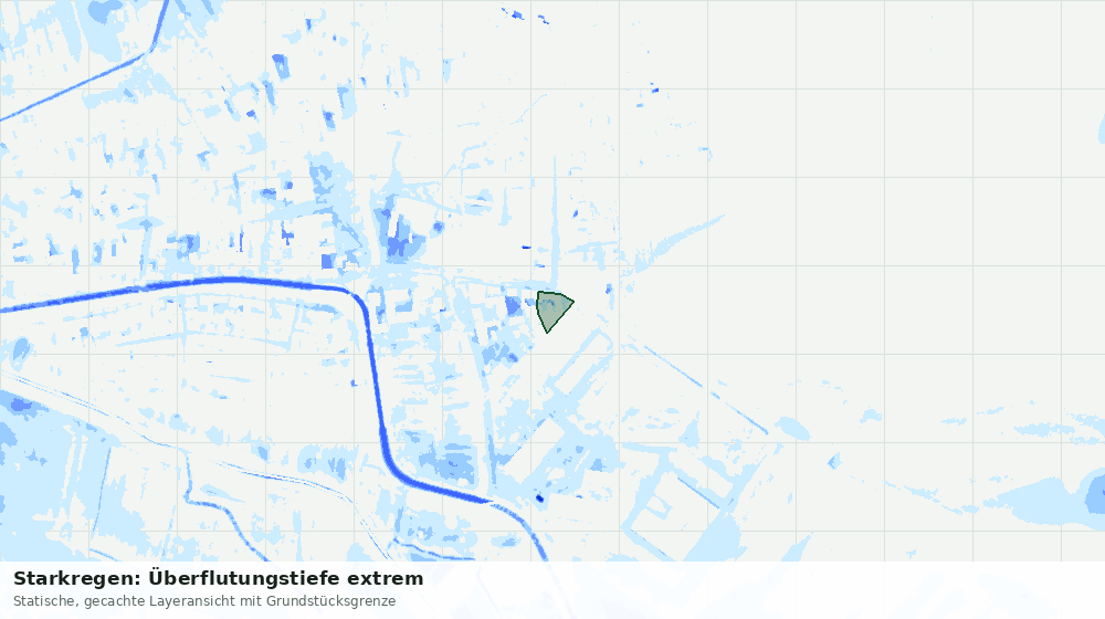 Statische Kartenansicht: Starkregen: Überflutungstiefe extrem