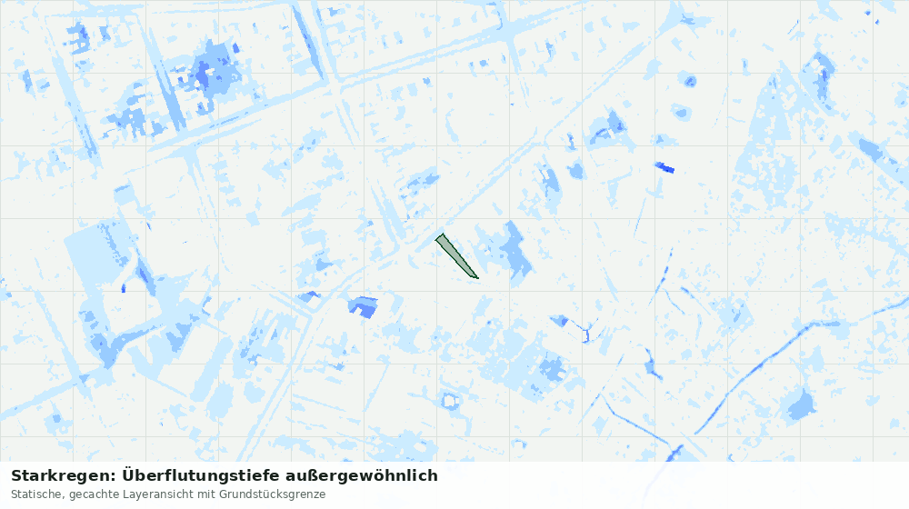 Statische Kartenansicht: Starkregen: Überflutungstiefe außergewöhnlich