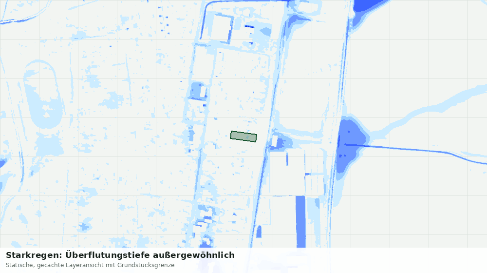 Statische Kartenansicht: Starkregen: Überflutungstiefe außergewöhnlich