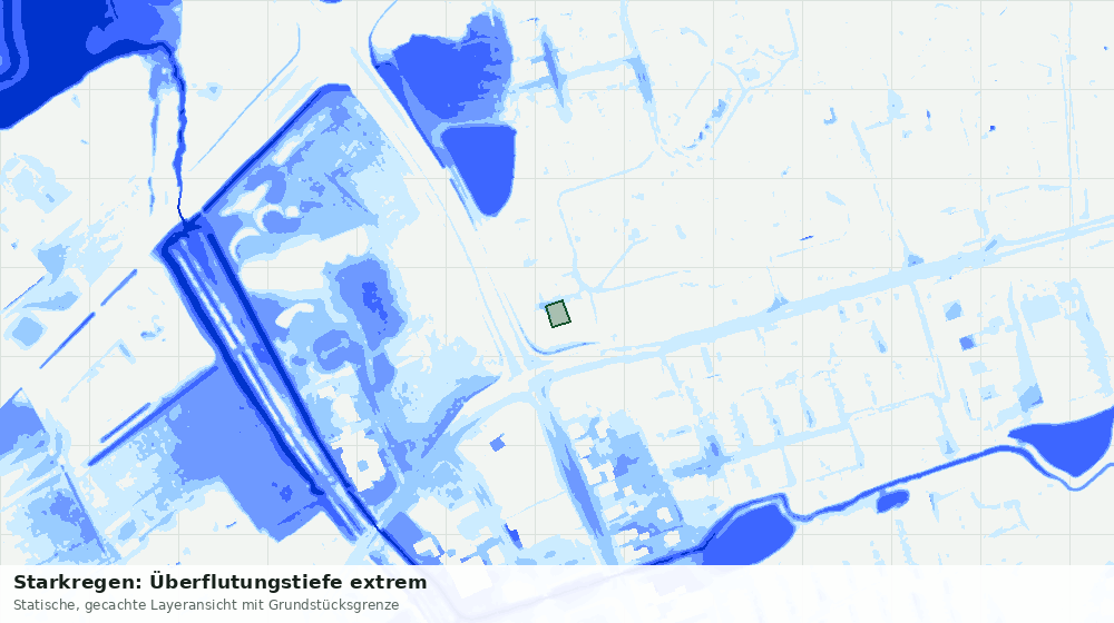 Statische Kartenansicht: Starkregen: Überflutungstiefe extrem