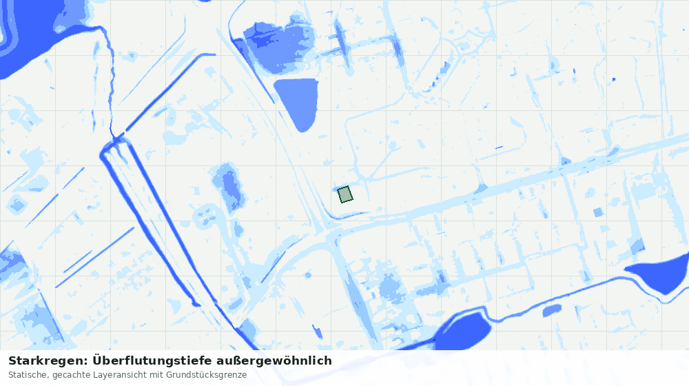 Statische Kartenansicht: Starkregen: Überflutungstiefe außergewöhnlich