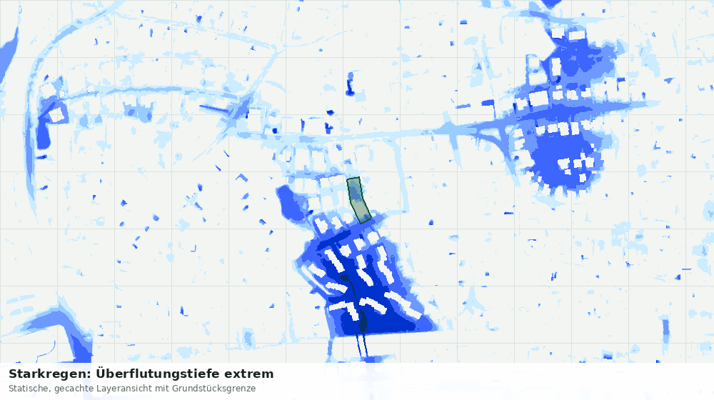 Statische Kartenansicht: Starkregen: Überflutungstiefe extrem