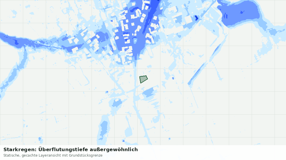 Statische Kartenansicht: Starkregen: Überflutungstiefe außergewöhnlich