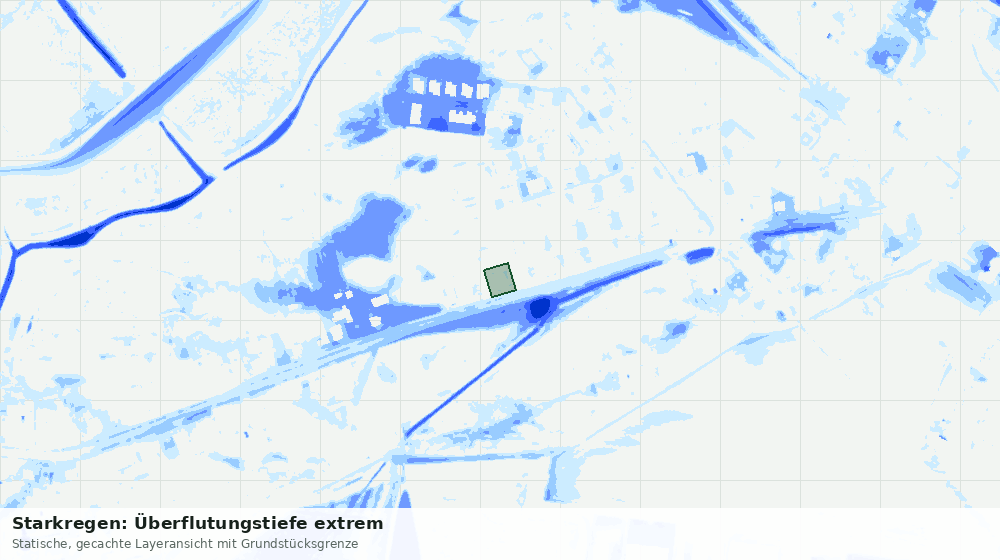 Statische Kartenansicht: Starkregen: Überflutungstiefe extrem