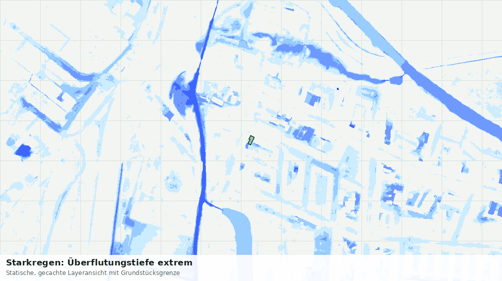 Statische Kartenansicht: Starkregen: Überflutungstiefe extrem
