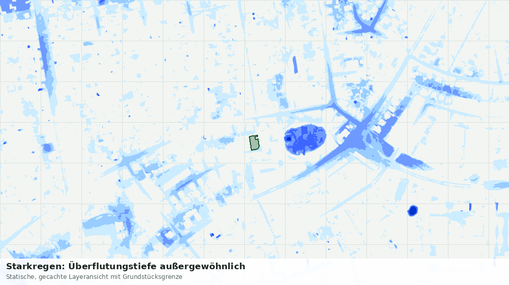 Statische Kartenansicht: Starkregen: Überflutungstiefe außergewöhnlich