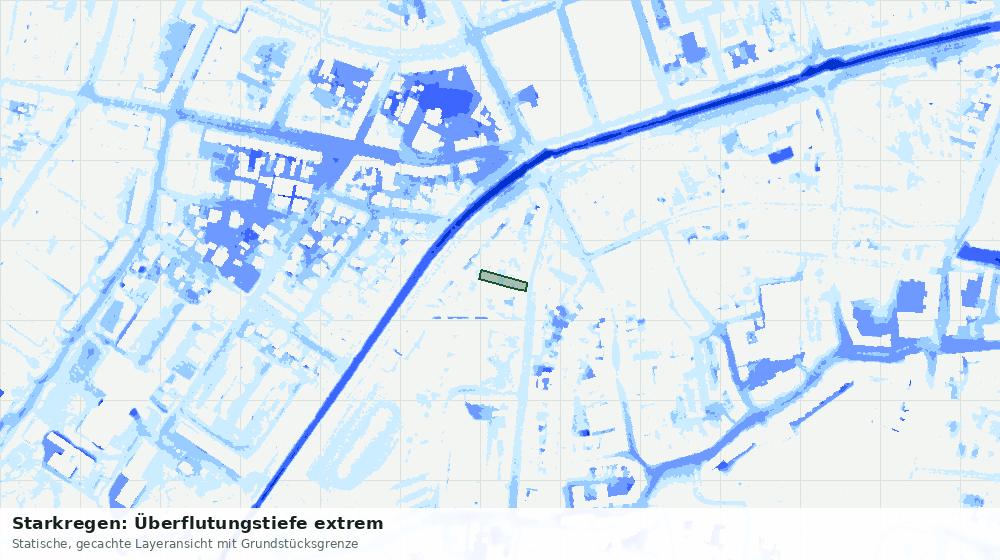 Statische Kartenansicht: Starkregen: Überflutungstiefe extrem