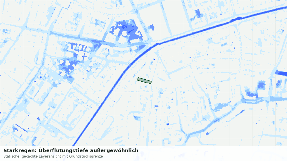 Statische Kartenansicht: Starkregen: Überflutungstiefe außergewöhnlich