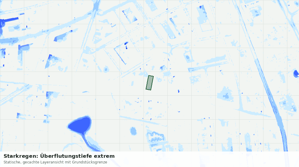 Statische Kartenansicht: Starkregen: Überflutungstiefe extrem