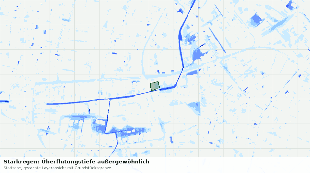 Statische Kartenansicht: Starkregen: Überflutungstiefe außergewöhnlich