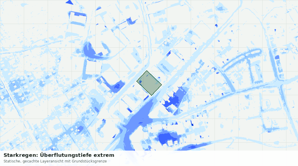 Statische Kartenansicht: Starkregen: Überflutungstiefe extrem