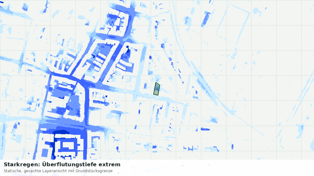 Statische Kartenansicht: Starkregen: Überflutungstiefe extrem