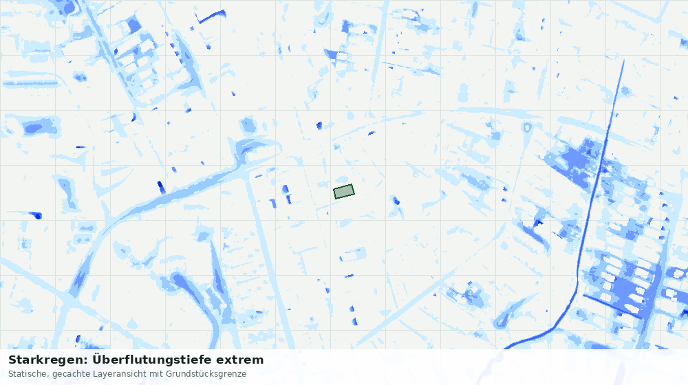 Statische Kartenansicht: Starkregen: Überflutungstiefe extrem