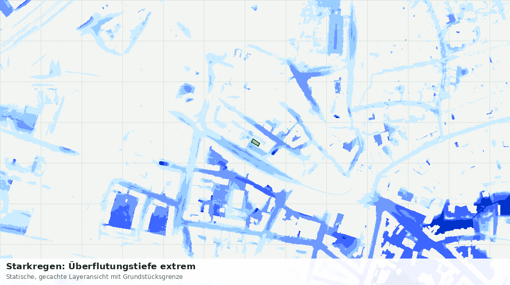 Statische Kartenansicht: Starkregen: Überflutungstiefe extrem