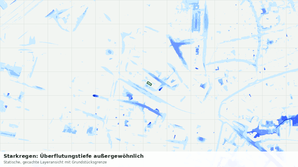Statische Kartenansicht: Starkregen: Überflutungstiefe außergewöhnlich