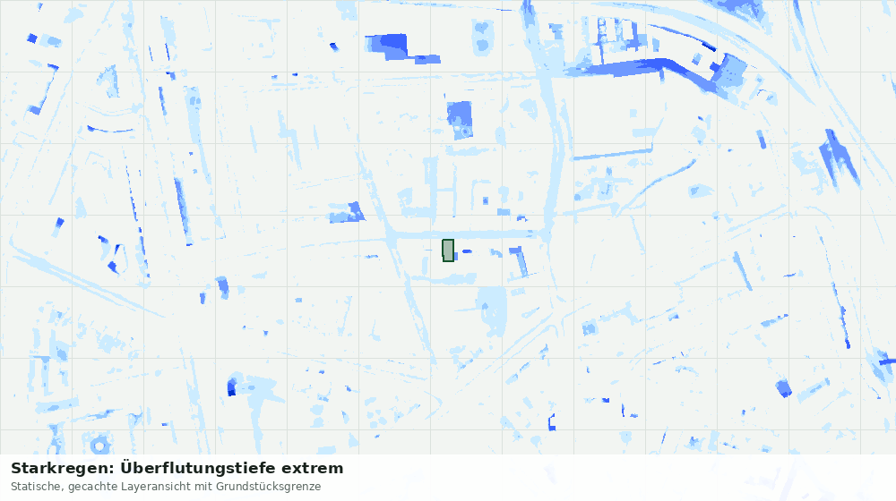 Statische Kartenansicht: Starkregen: Überflutungstiefe extrem