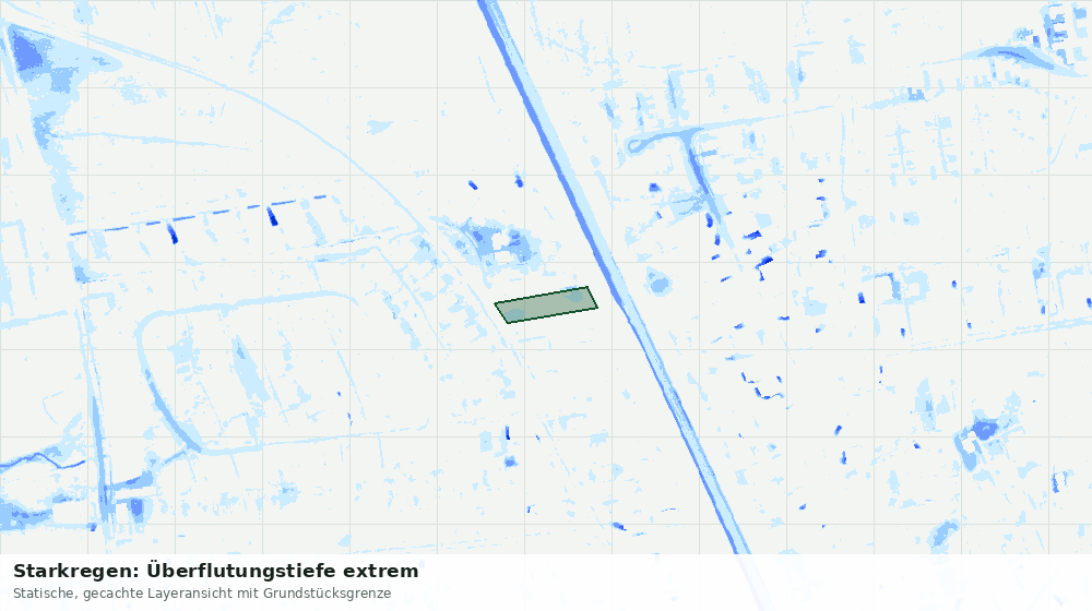 Statische Kartenansicht: Starkregen: Überflutungstiefe extrem