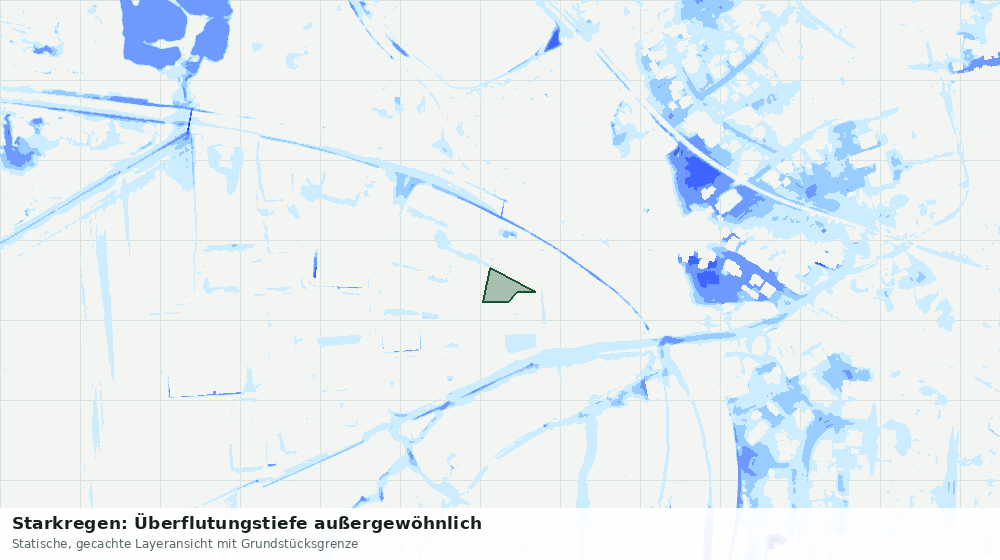 Statische Kartenansicht: Starkregen: Überflutungstiefe außergewöhnlich