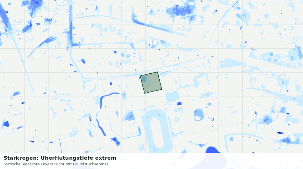 Statische Kartenansicht: Starkregen: Überflutungstiefe extrem