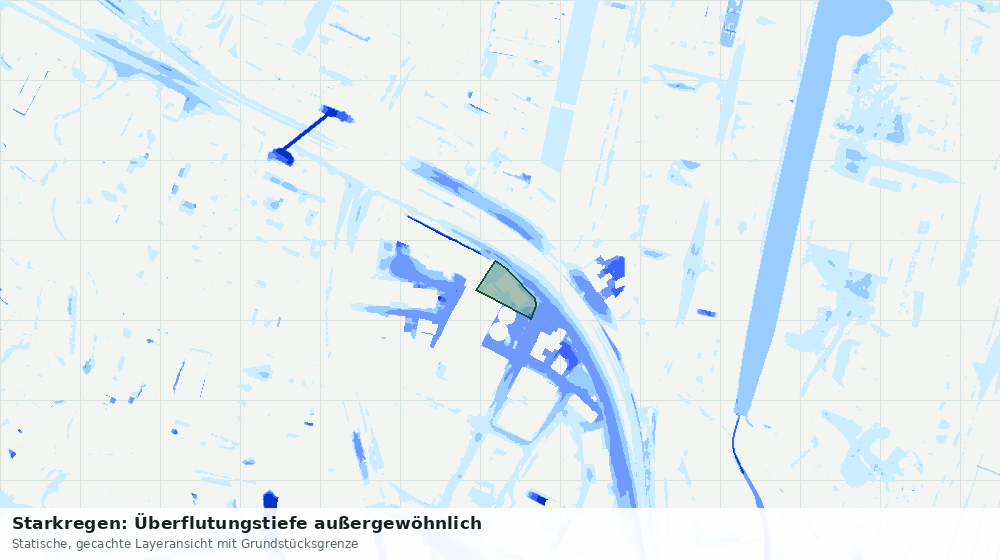 Statische Kartenansicht: Starkregen: Überflutungstiefe außergewöhnlich