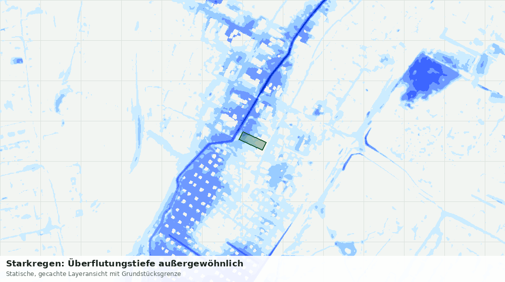 Statische Kartenansicht: Starkregen: Überflutungstiefe außergewöhnlich