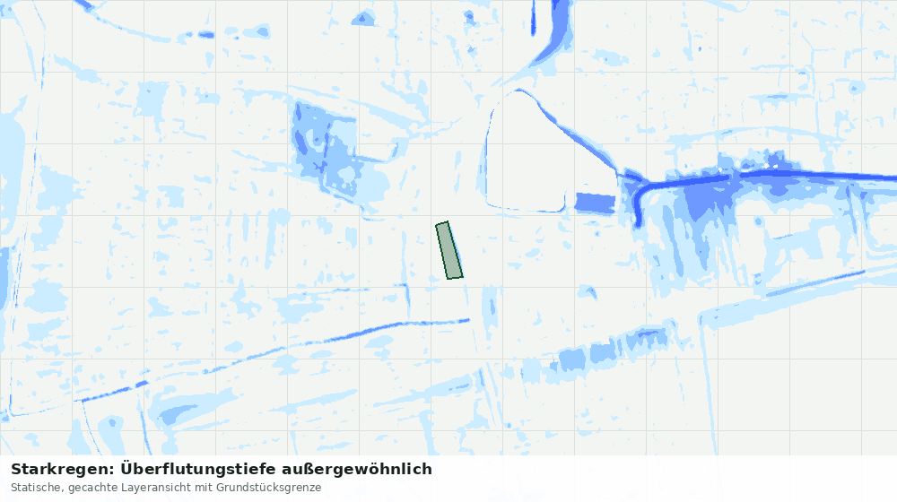 Statische Kartenansicht: Starkregen: Überflutungstiefe außergewöhnlich