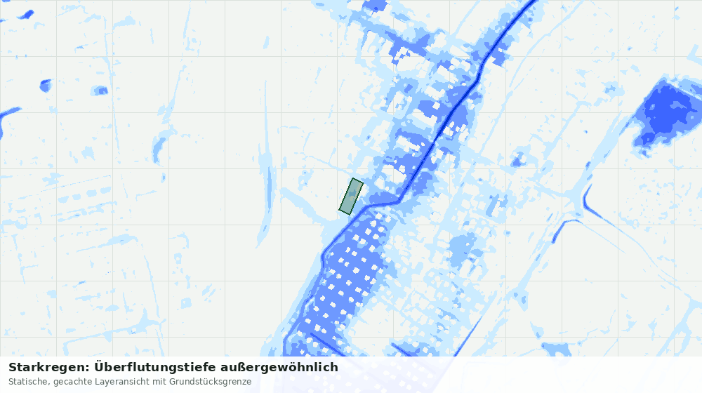 Statische Kartenansicht: Starkregen: Überflutungstiefe außergewöhnlich