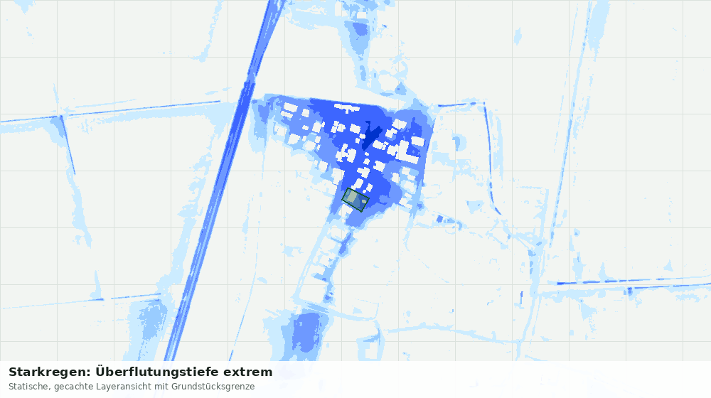 Statische Kartenansicht: Starkregen: Überflutungstiefe extrem