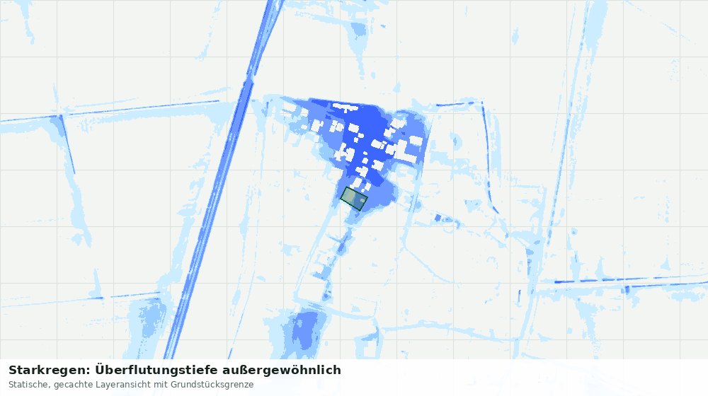 Statische Kartenansicht: Starkregen: Überflutungstiefe außergewöhnlich