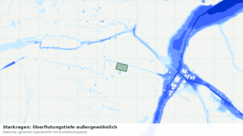 Statische Kartenansicht: Starkregen: Überflutungstiefe außergewöhnlich