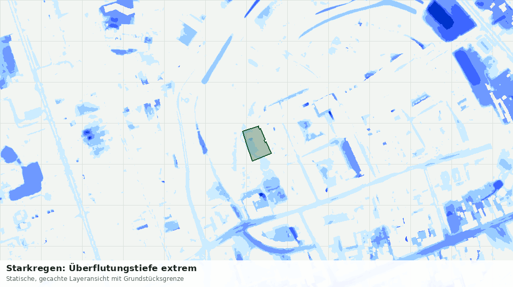 Statische Kartenansicht: Starkregen: Überflutungstiefe extrem