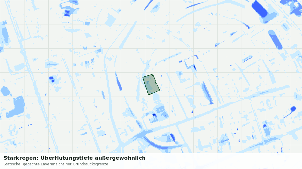 Statische Kartenansicht: Starkregen: Überflutungstiefe außergewöhnlich