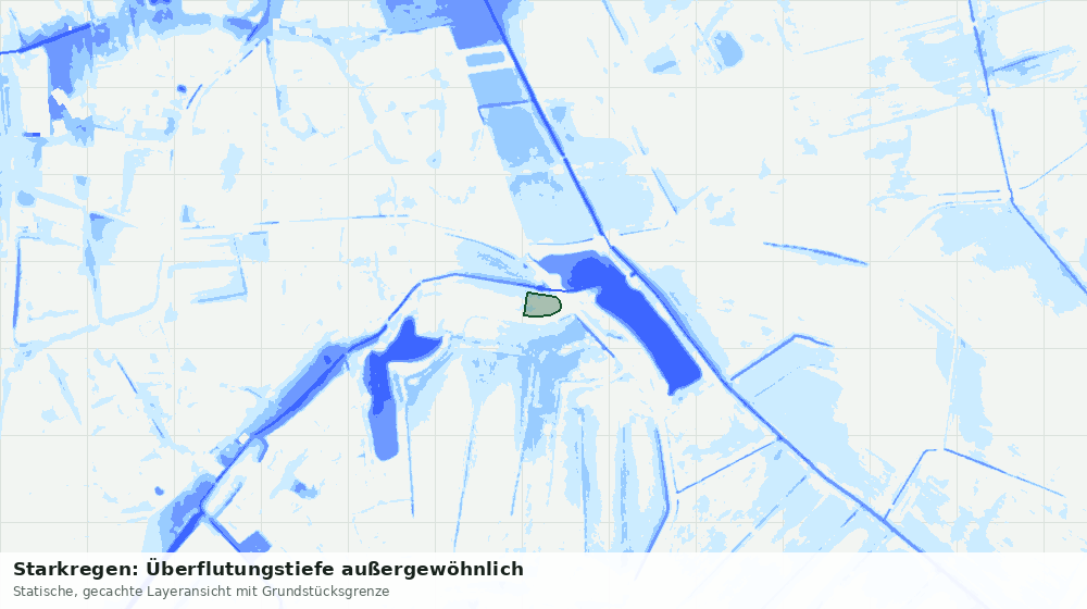 Statische Kartenansicht: Starkregen: Überflutungstiefe außergewöhnlich