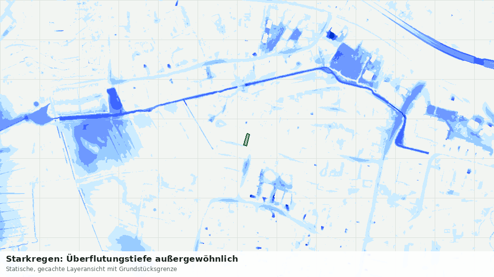 Statische Kartenansicht: Starkregen: Überflutungstiefe außergewöhnlich