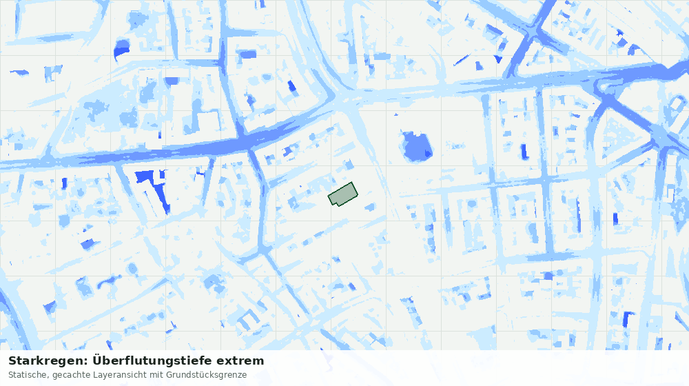 Statische Kartenansicht: Starkregen: Überflutungstiefe extrem